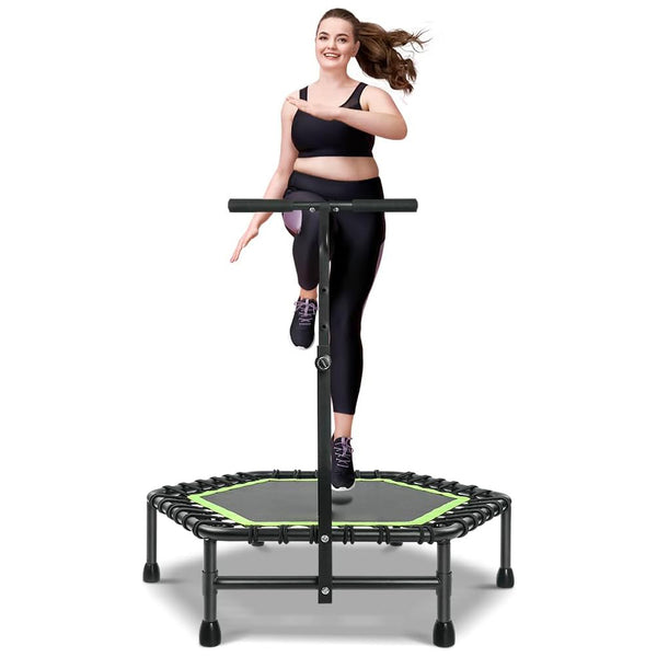 Daolar Rebounder trampolin til voksne, lydløs minitrampolin indendørs træning Fitness trampolin Bungee Rebounder træning Max belastning 150 kg