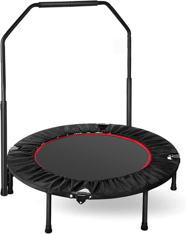 Daolar Indendørstrampolin, Diameter 101 cm, Sammenklappelig Fitness Trampolin, Trampolin til Jumping Fitness, Belastningskapacitet 150 kg, Justerbar gelænderhøjde, Udholdenhedstræning