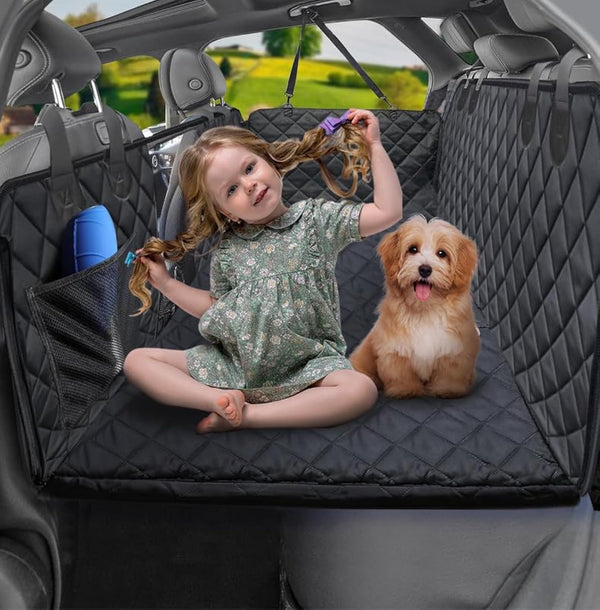 Hunde tæppe til bil bagsæde med mesh vindue, bænk, hård bund vaskbare kæledyr Hund bil sæde dække, Ikke oppustelig bil seng madrasser til de fleste biler, SUV'er, lastbiler